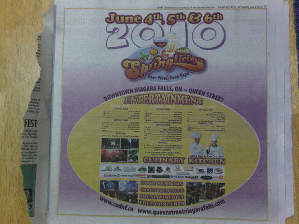 This ad for Springlicious was in Niagara This Week. It starts tomorrow in downtown Niagara Falls