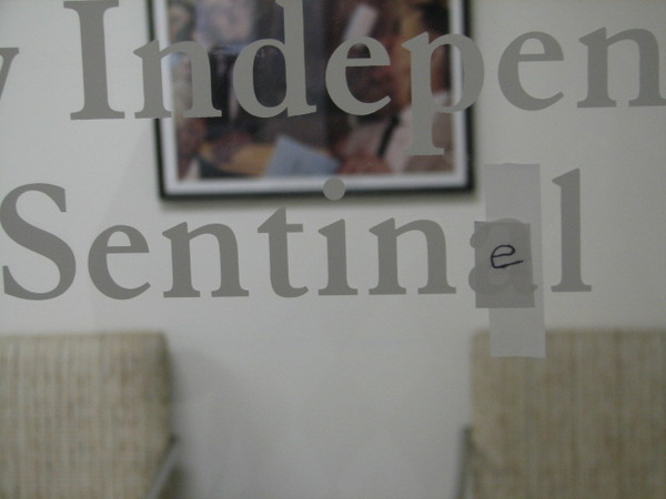 Copy edit on sign person's mistake. Hoping to have it fixed sooner, rather than later, naturally.
