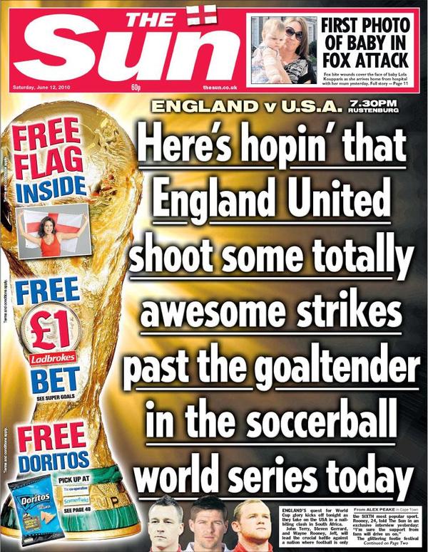 The Sun pokes fun at America ahead of tmrw's England v US #WorldCup game