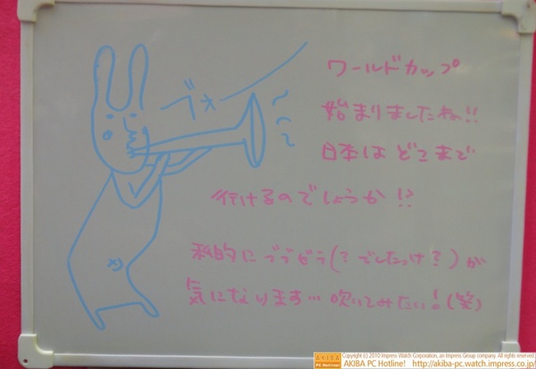 「ワールドカップ始まりましたね!!日本はどこまで行けるのでしょうか!?私的にブブゼラ(でしたっけ?)が気になります…。吹いてみたい！(笑)」サンコー レアモノショップ秋葉原総本店