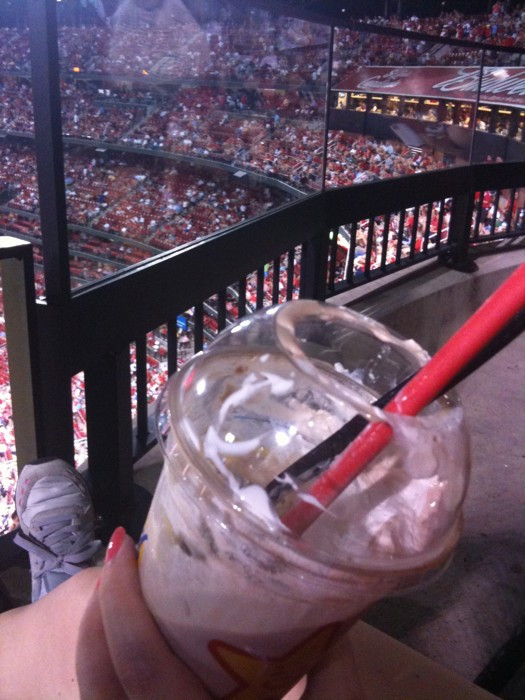 Enjoying a chocolate Hardee's shake on indirect recommendation of @matthewhleach (who may be in this photo) 