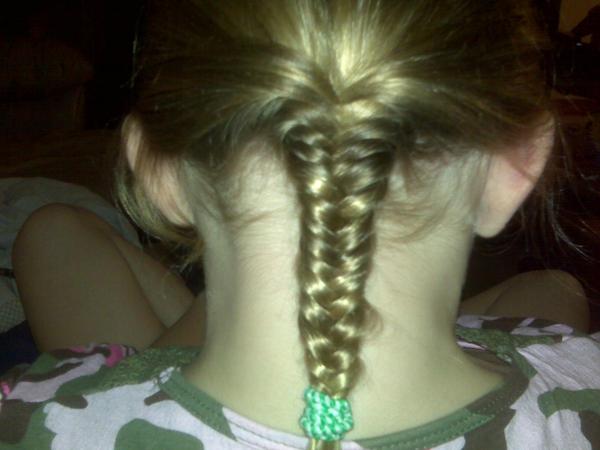 I did a fishtail braid in my girl's hair
