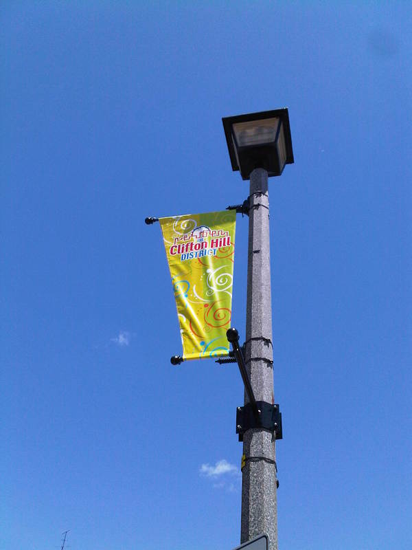 These new signs/banners were just put up along Victoria Avenue over the last few days. They say "The Clifton Hill District", but it is actually for the "Top of Clifton Hill"/"Victoria Centre" Business Improvement Association (BIA)