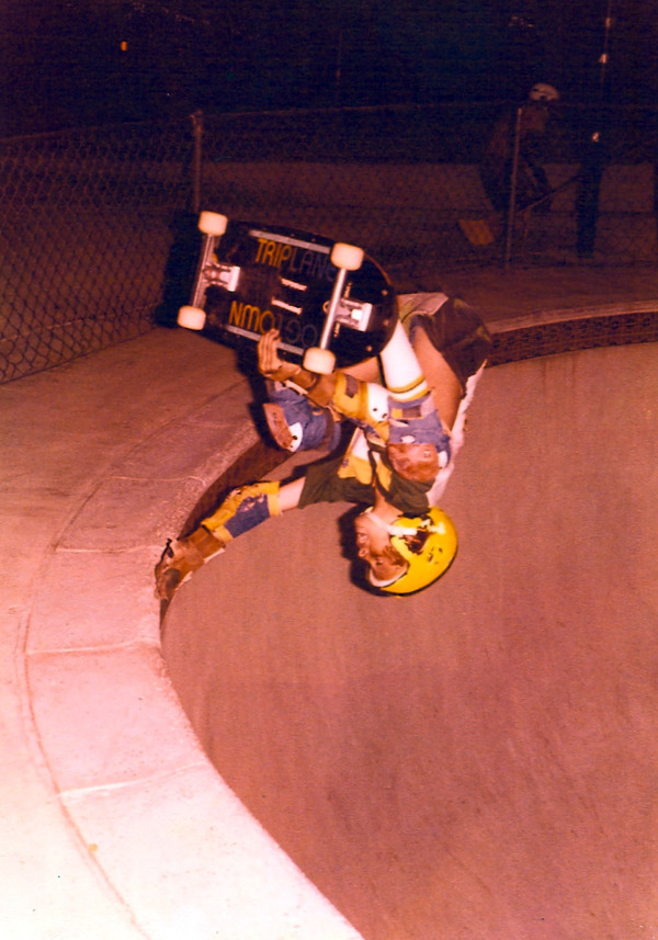 vintage shot for the weekend: raggedy invert at Oasis Skatepark, 1980; riding my first "sponsored" skateboardboard