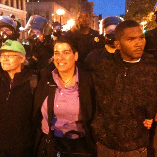 city council member Rebecca Kaplan on bdwy front line #TwitPict