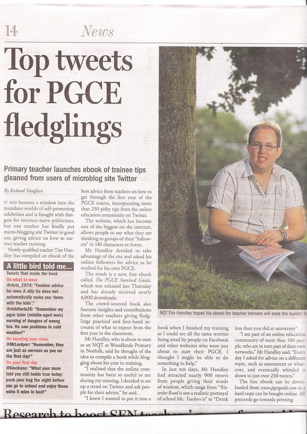 @tomhenzley Congrats! Just seen your #pgcetips article in @timesed ! Did a scan for you: 