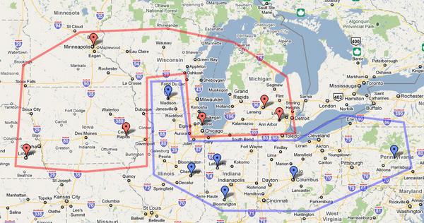 Big Ten proposed divisions, as listed by Andy Katz.