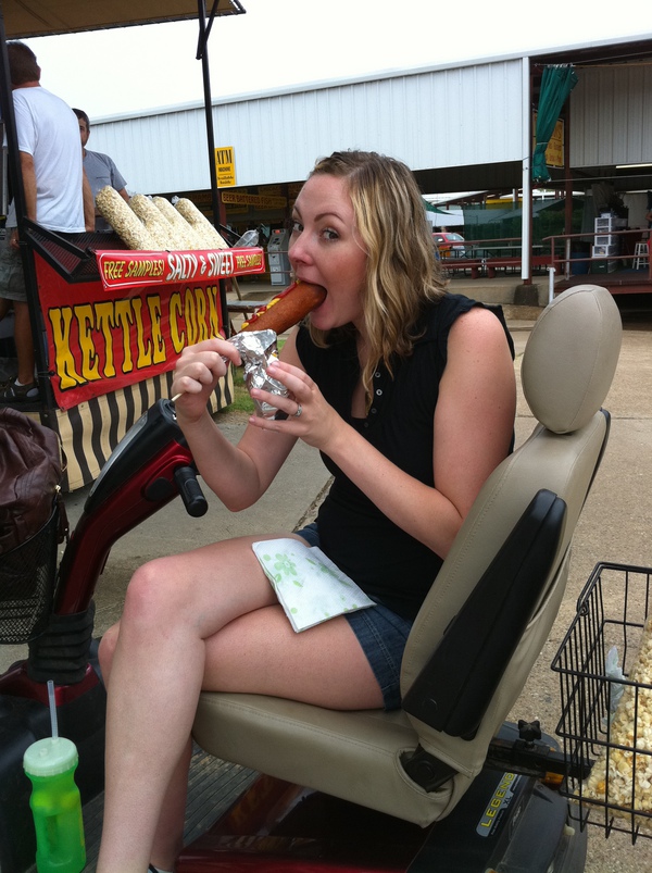 My favorite part of yesterday with @ervincowboy! Scooters and corn dogs!!