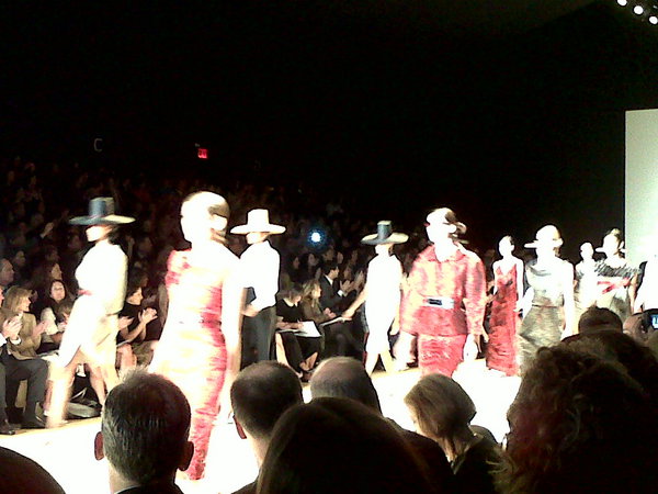 Regal fabrics and Korean inspired silhouettes with folds and embroidery. Carolina Herrera. #nyfw #mbfw