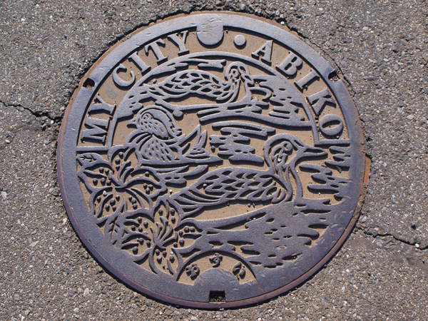 #manhotalk #abiko 地元・我孫子のマンホール。今日撮りました～！これのカラーバージョンってあるんだろうか・・。