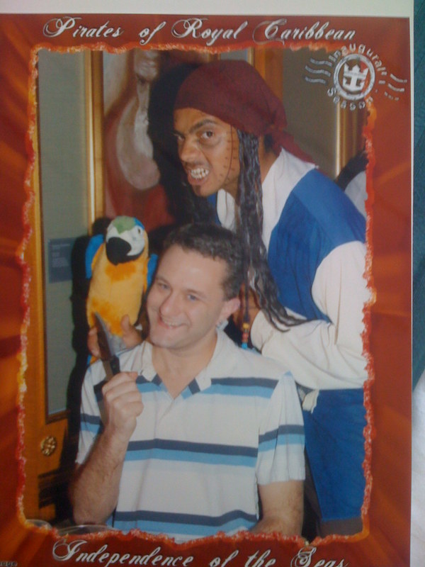 The first dinner, stupid pirate photo. Can you tell I wanted him to go away?