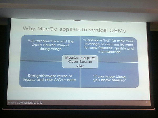 Why MeeGo appeals to vertical OEMs? #meegoconf about time and money savings.