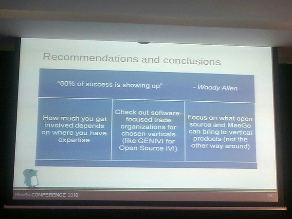Recommendations and conclusions from the MeeGo potential for vertical markets session. #meegoconf