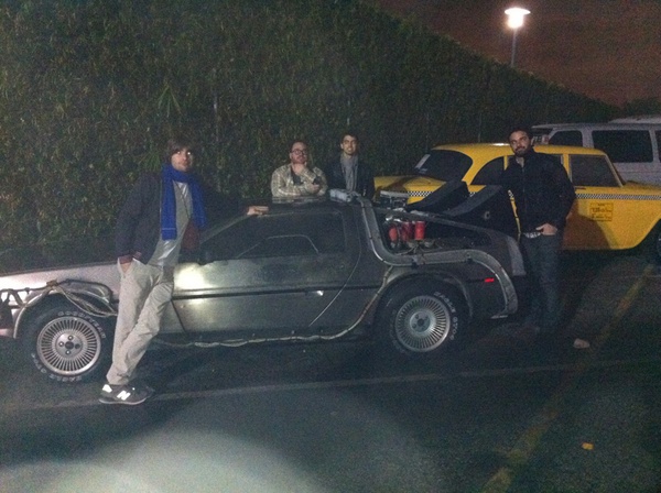 Me, mike from @crashkings, @johnlloydtaylor, and @joejones in front of the Delorian...yes, the real car from Back To The Future.