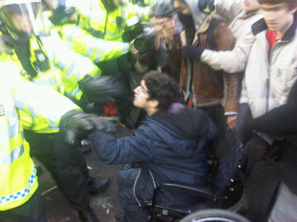 #dayx3 police dragged a man from his wheelchair in par sq 5 mins ago