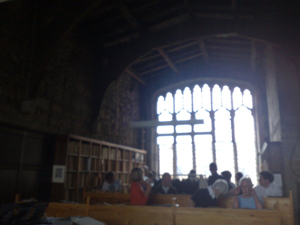 Durham Cathedral's Song School in the attic over the cloisters and behind the clock.