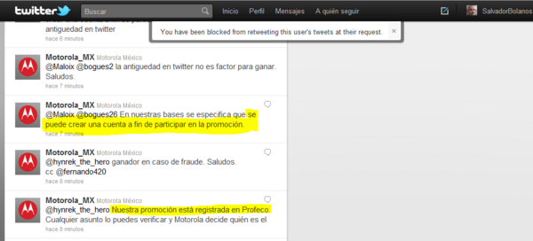 Tsss! Bad move, @Motorola_MX me acaba de bloquear  http://twitpic.com/3la8jw