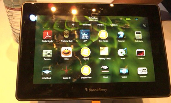 Blackberry Playbook.  Based on QNX... not BlackberryOS. No replaceable battery.  