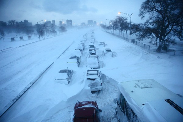 This is a view of LSD northbound from the Pedestrian Bridge at North Avenue.