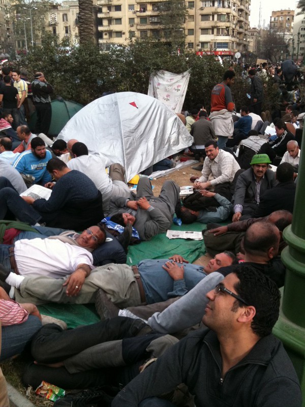 Protesters I talked to today are intending on camping in #Tahrir until #Mubarak leaves power. #Egypt #Jan25