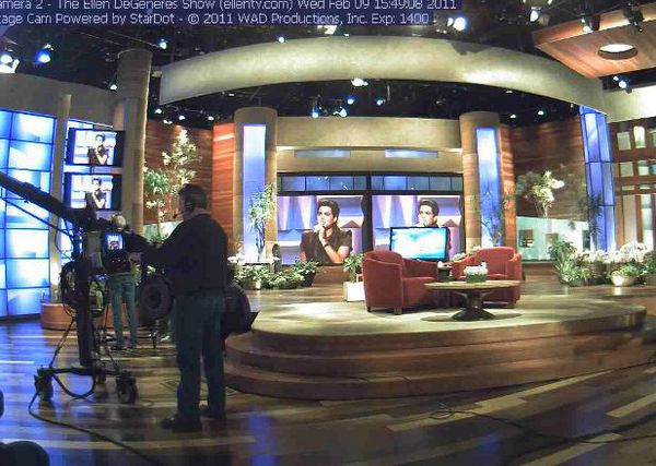 Screen cap of Adam sound checking on Ellen Cams RN