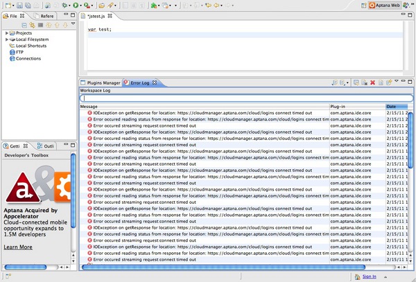 To the cloud? Aptana cloudserver is not responding. Must have eclipse jquery plugin!