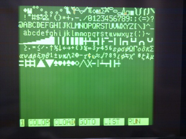 改めて、PC-6001Aのフォントを実機で出力。