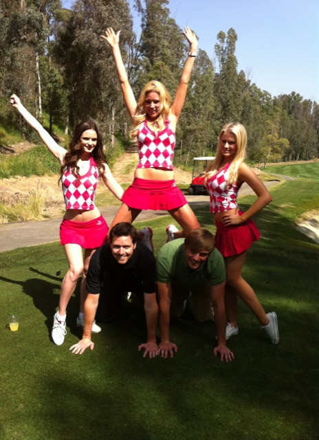Two very lucky guys, contest winner @brianvilven with Playmates! #pbgolf