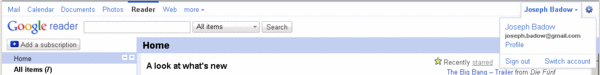 new menu bar in google reader