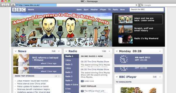 with thanks to @2plus2isjoe for the alert. LOOK at the MAIN BBC HOME PAGE!  http://bbc.in/3wCsB9 #ProudAuntie