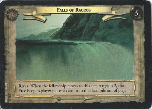 A foil version of Falls of Rauros, marked as 0 D 13.