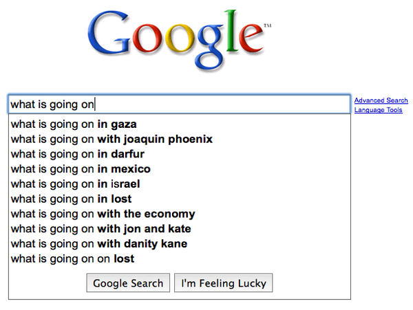 Type the beginning of common phrases into google and see what pops up! Apparently "Lost" is more important than the economy right now.