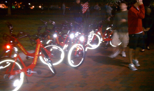 Mass of @bikeshare bikes at White House tonight:  #bikedc