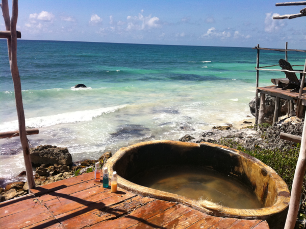 Check our where we our bath this morning at Azulik Villas in Tulum #Mexico @ecotulum