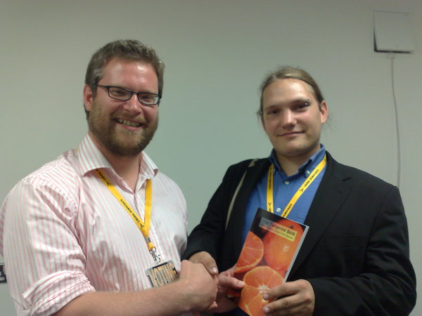 The LDV RT winner @nmcgovern collects his book.
