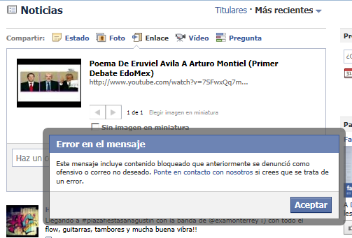 No les pasa que quieren subir el video del Poema de Eruviel a Facebook y aparece el siguiente error? #chapitas AVON