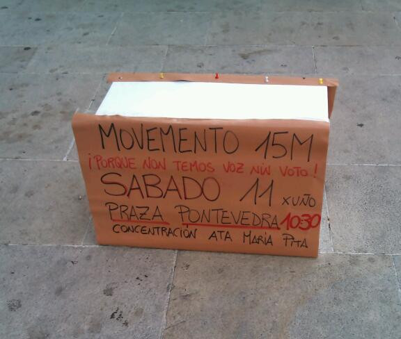 Mañana sábado 11 de Junio concentración en la plaza de Pontevedra a las 10:30, hasta María Pita #acampadaCoruña