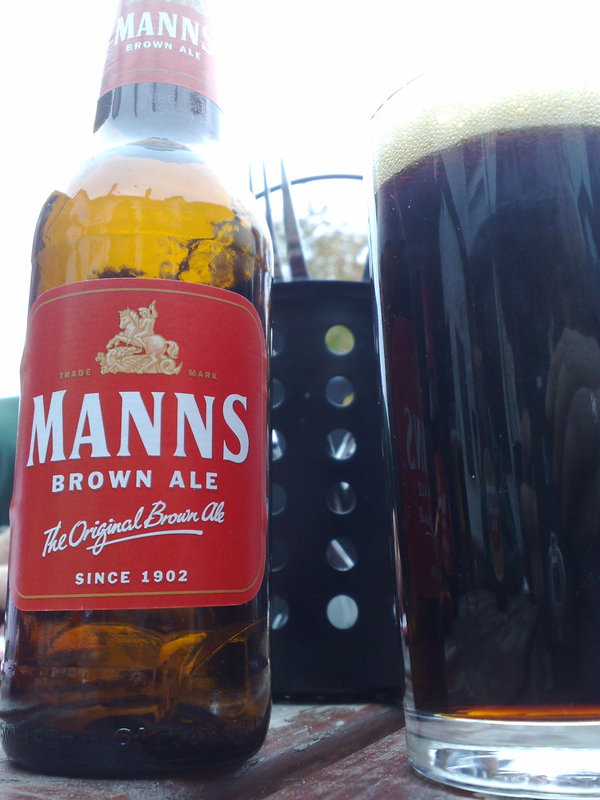 Drinking brown ale in the absence of any draught beer.