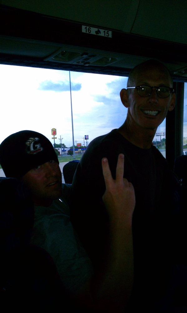 Won a big game today, Skip said he'd sit in my lap on the bus if we won....