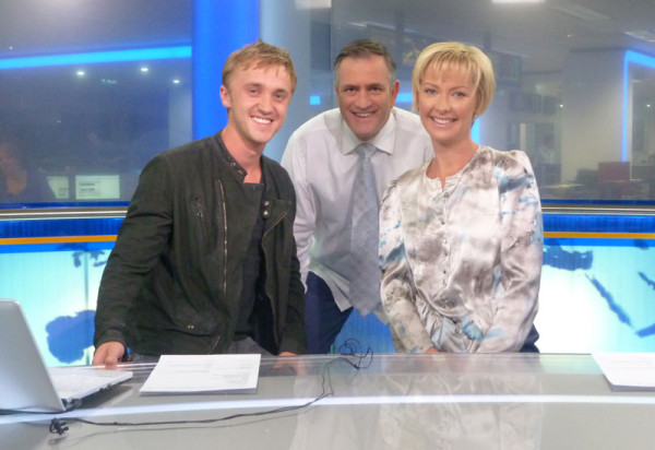 Tom Felton, who plays Draco Malfoy in the Harry Potter films, dropped by the Ten News studios earlier today. 