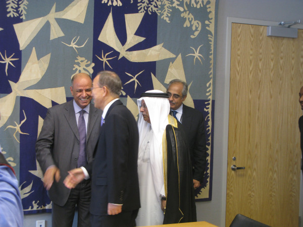 At #UN, #BanKiMoon takes #Saudi #AlMouallimi past #VijayNambiar, they met “last night,” USA #LynnPascoe not shown