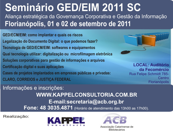 SEMINÁRIO DE GED. 01 e 02 setembro. Venha participar! Mais informações: