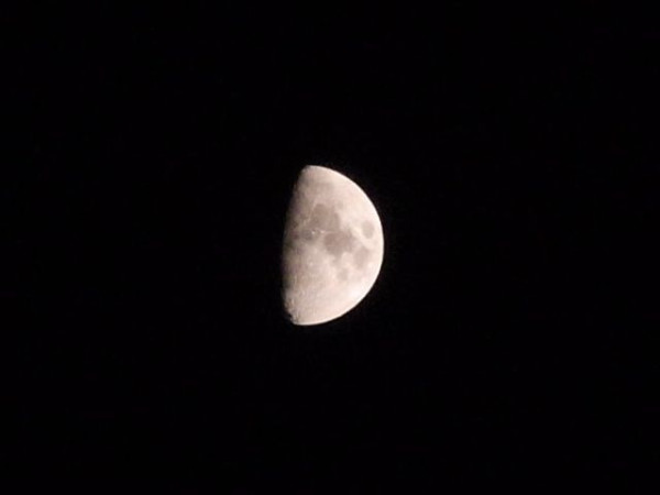 つ、つ、つきよ〜の♪ RICOH CX-1だとこれくらいが限界かな。今夜のお月さん。