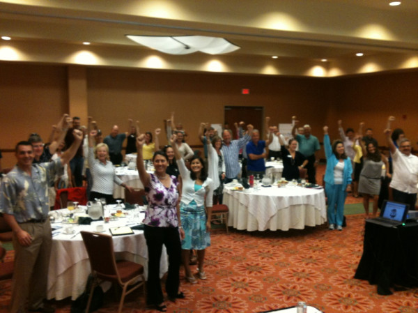 Social Zoom Get Real Seminar participants chanting "We Are Not Afraid!" as trng kicked off!