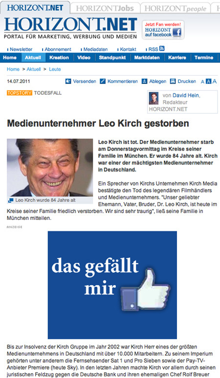 Die Anzeige für Euren Facebook-Auftritt habt Ihr ja toll platziert, liebe Horizont'ler ;-) (@off_the_record)