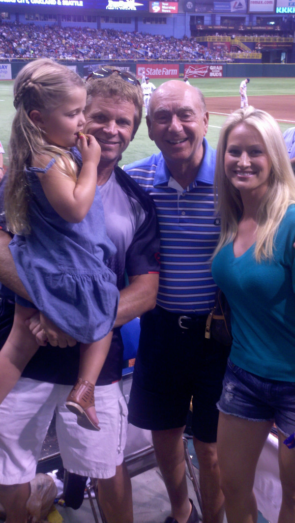 Friend Jim Gettel visits with Lauren &amp; his little Princess @Gettelauto a generous donor to V Foundation!