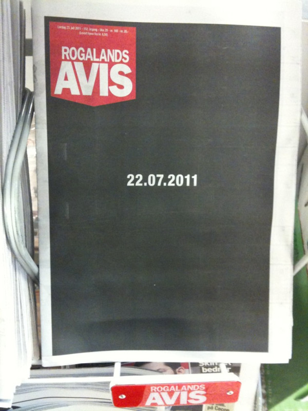 Forsiden til Rogalands Avis beskriver dagen i dag bedre enn tusen ord.