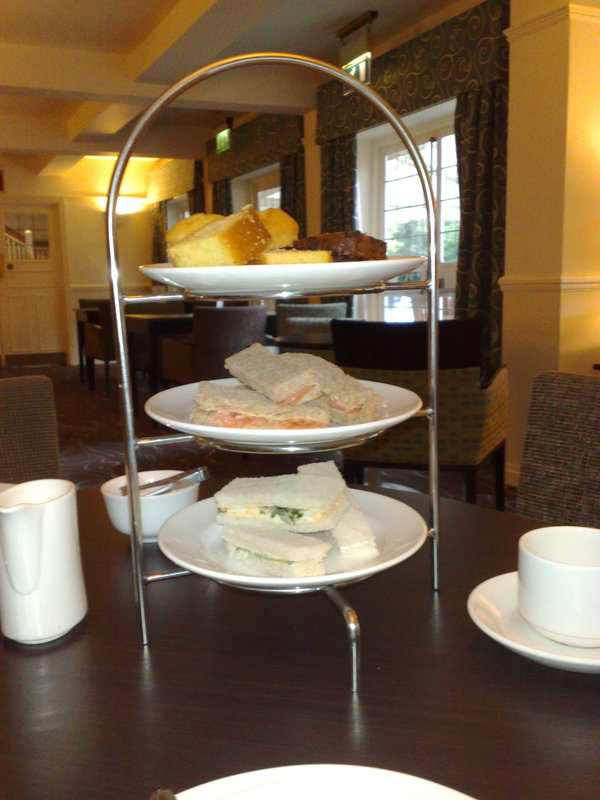 Afternoon tea in a Kent hotel - the only upside to family funerals the other end of the country.