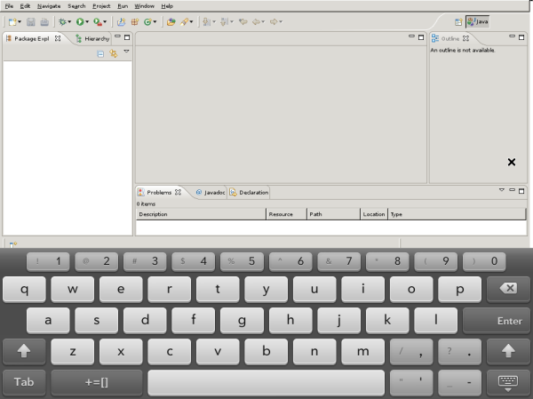 The very first self-sustaining tablet: the @HP #TouchPad running the full desktop version of Eclipse! Big news devs? 