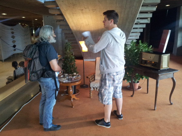 David Brunnthaler presents his "Oma, erzähl mal!" @ #ArsElectronica Brucknerhaus, Interface Cultures Exhibition.